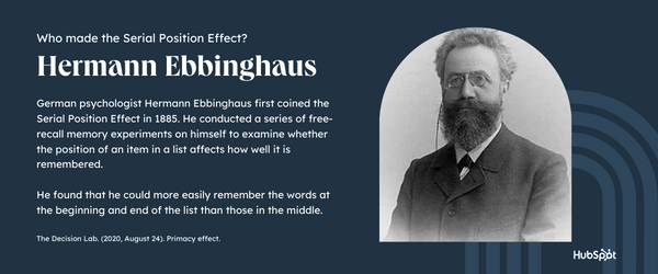 who made the serial position effect: hermann ebbinghaus