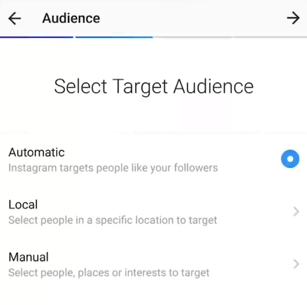 how to boost instagram post: select target audience