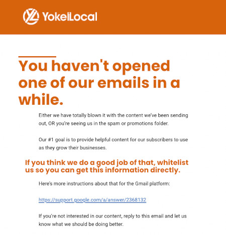 whitelist email example from yokel local