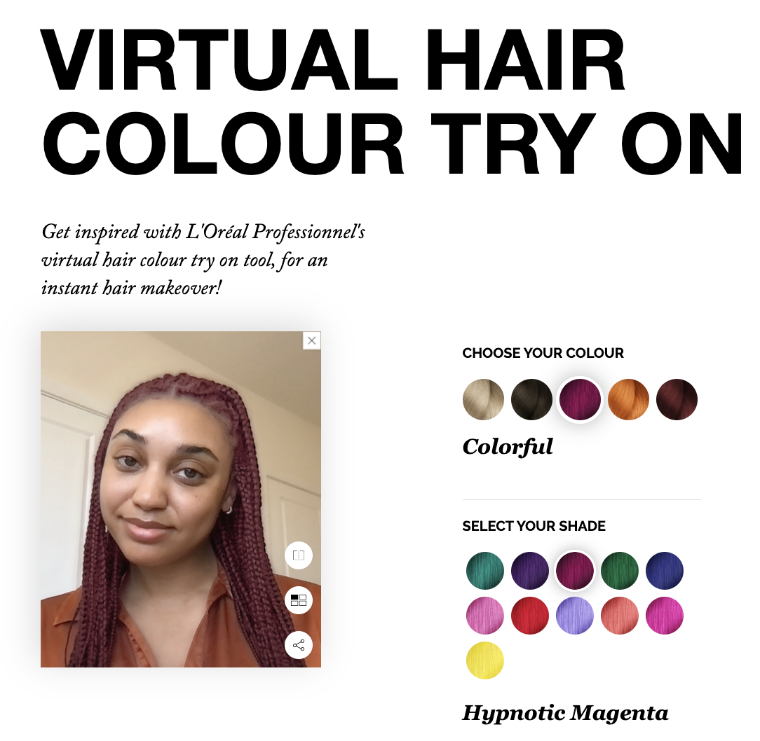 examples of AR in customer experience: l'oreal style my hair app