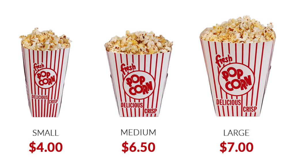 decoy pricing strategy example: popcorn buckets