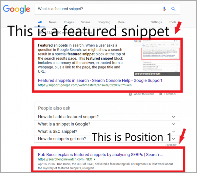 Screenshot of a featured snippet on the Google search results page.