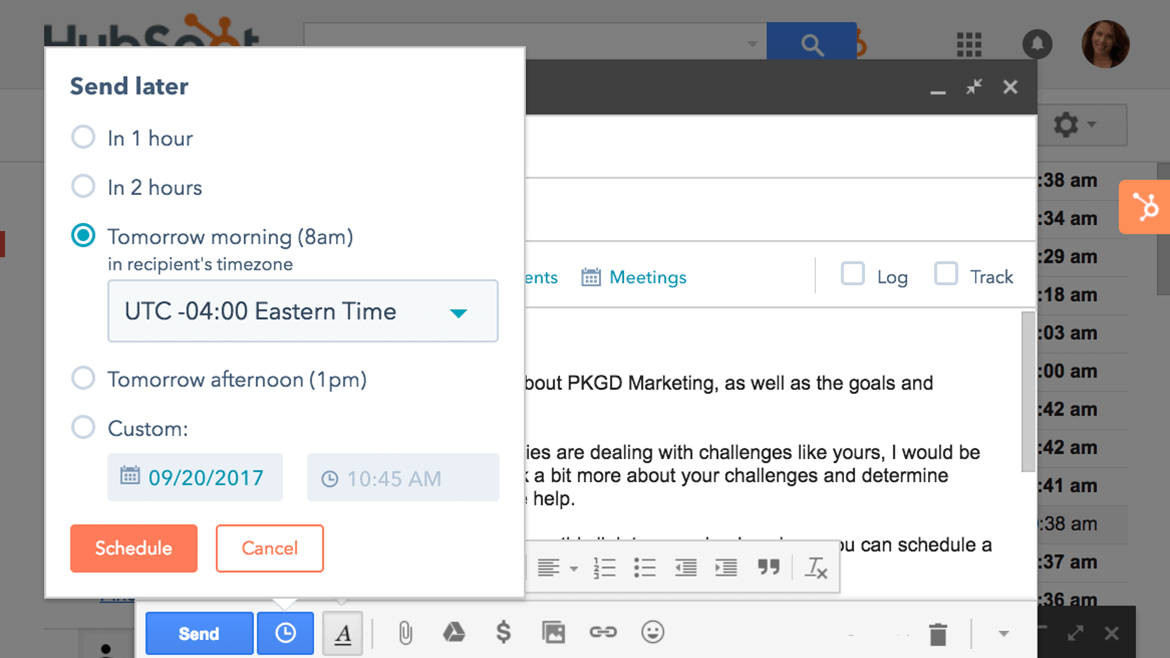 hubspot email scheduling feature