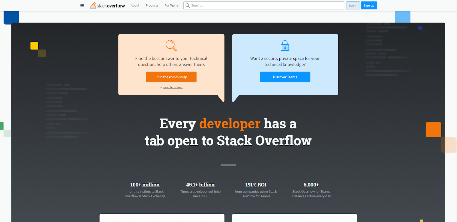 Programming for beginners, Homepage of Stackoverflow