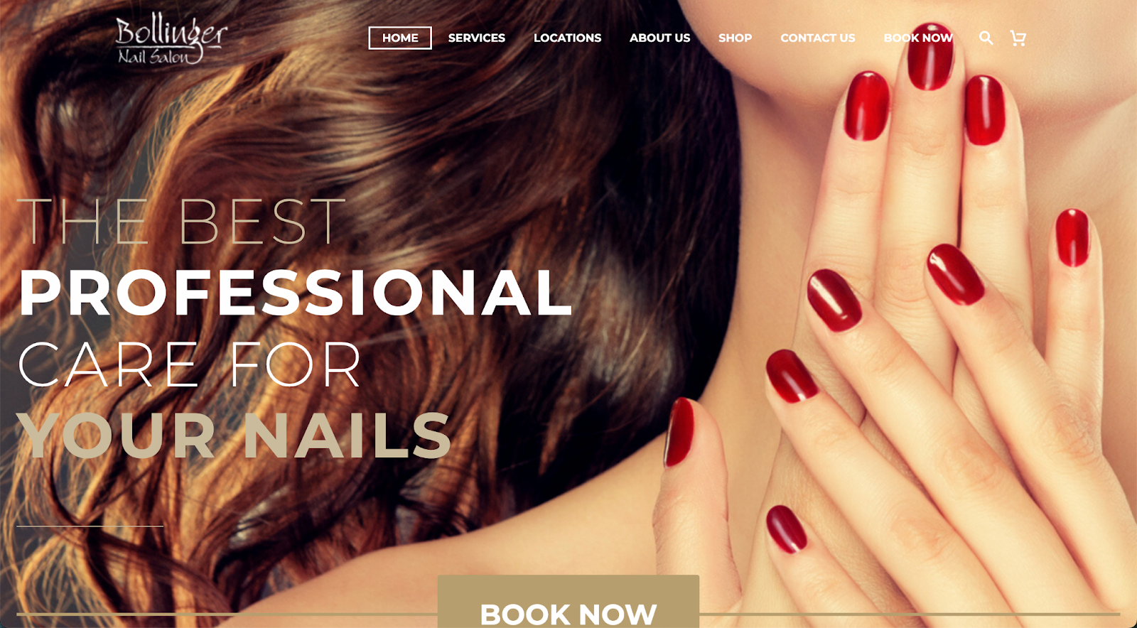 Best nail salon websites, example from Bollinger Nail Salon.