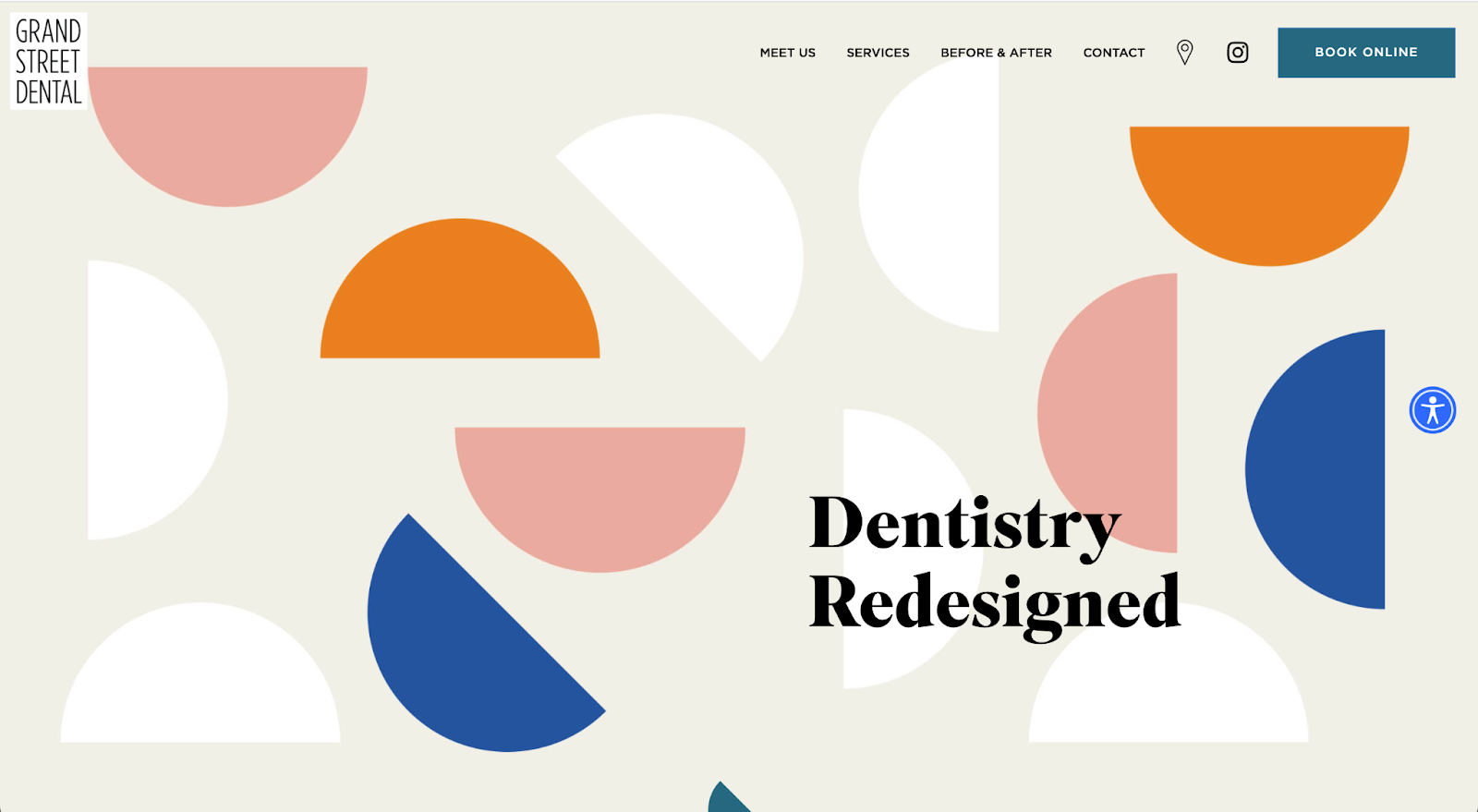 A modern dental website, Grand Street Dental uses an Instagram feel to appeal to new customers