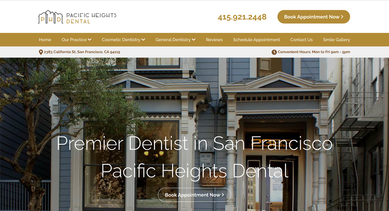 Get inspiration from the Pacific Heights Dental website design for your next dental website