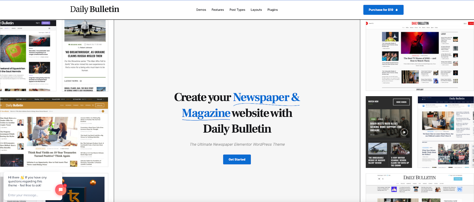 Get a daily news site in no time flat with Daily Bulletin, and enjoy full blog features on WordPress