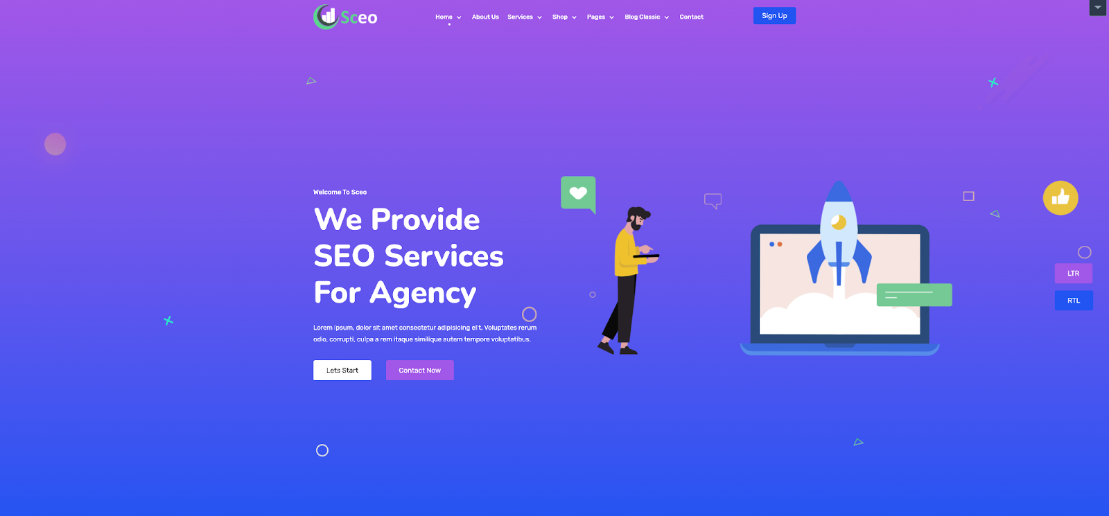 Sceo is an agency-focused WordPress theme will give you everything you need to start a blog or business