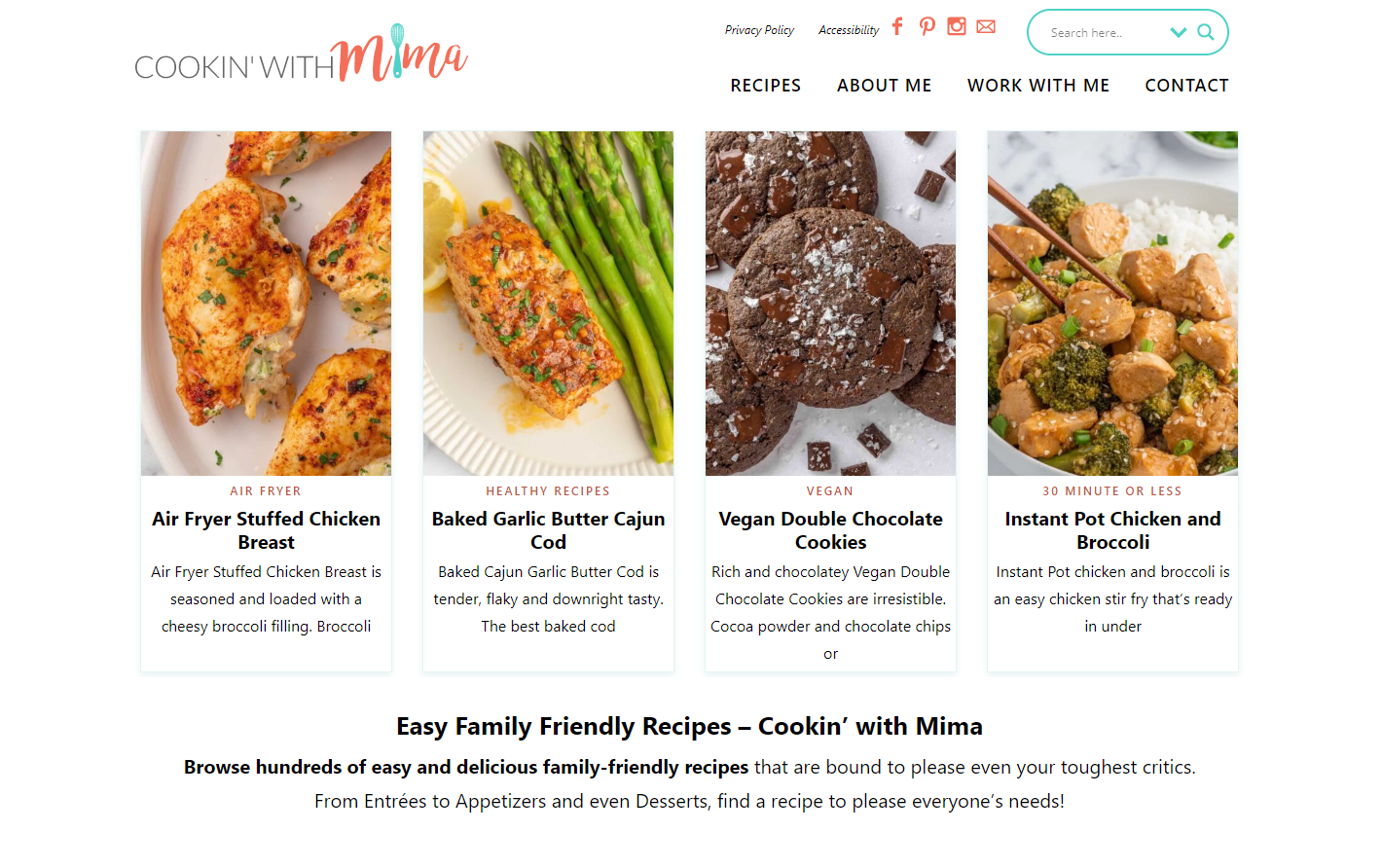 Cooking with Mima website