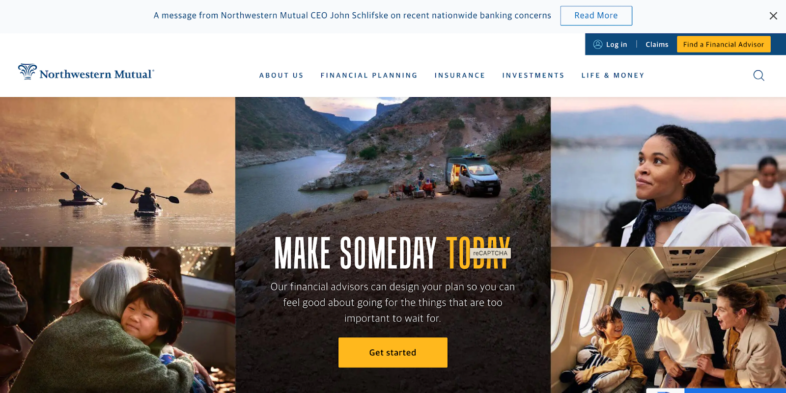 Insurance website design, example from Northwestern Mutual Insurance
