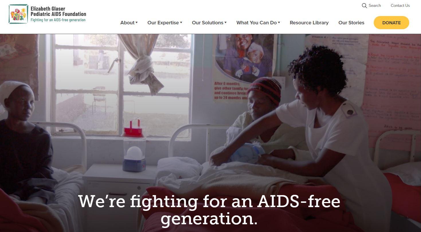 charity website design examples, Elizabeth Glaser Pediatric AIDS Foundation