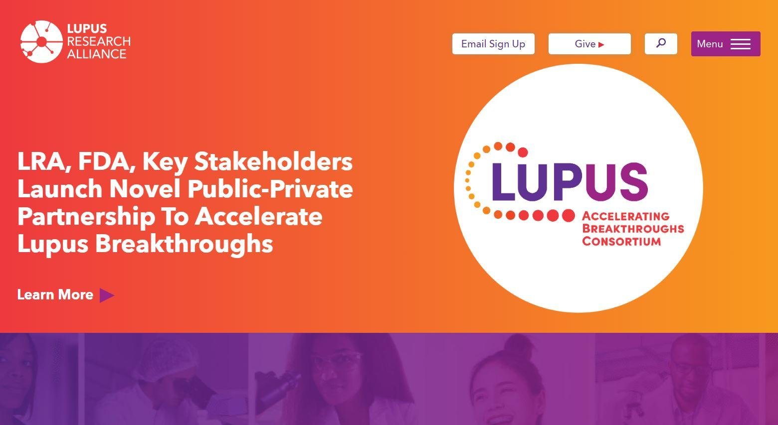 charity website design examples, Lupus Research Alliance