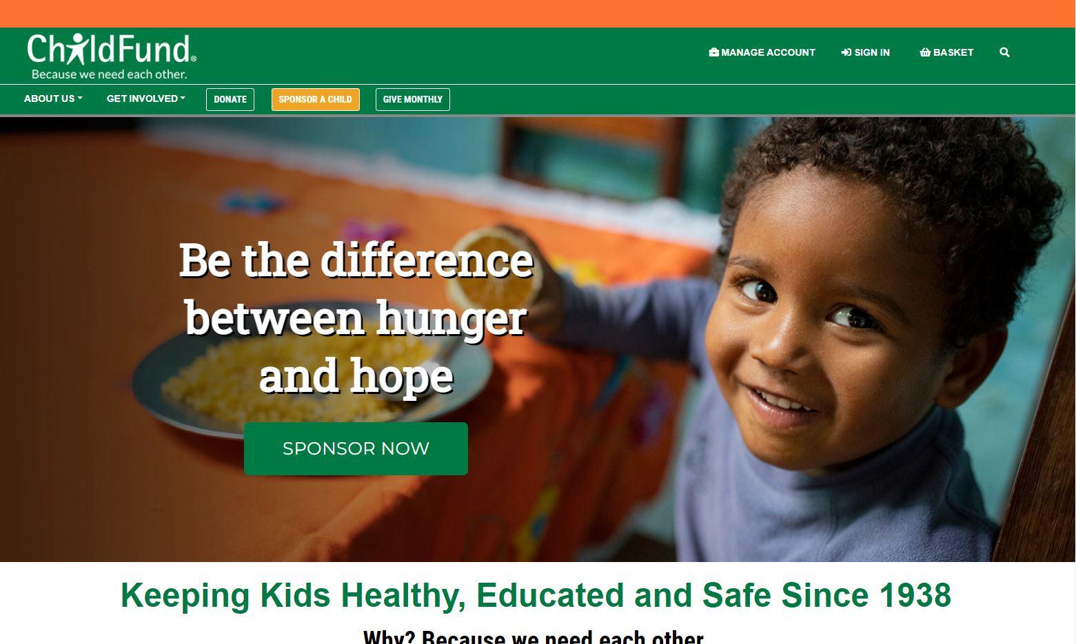 charity website design examples, ChildFund International