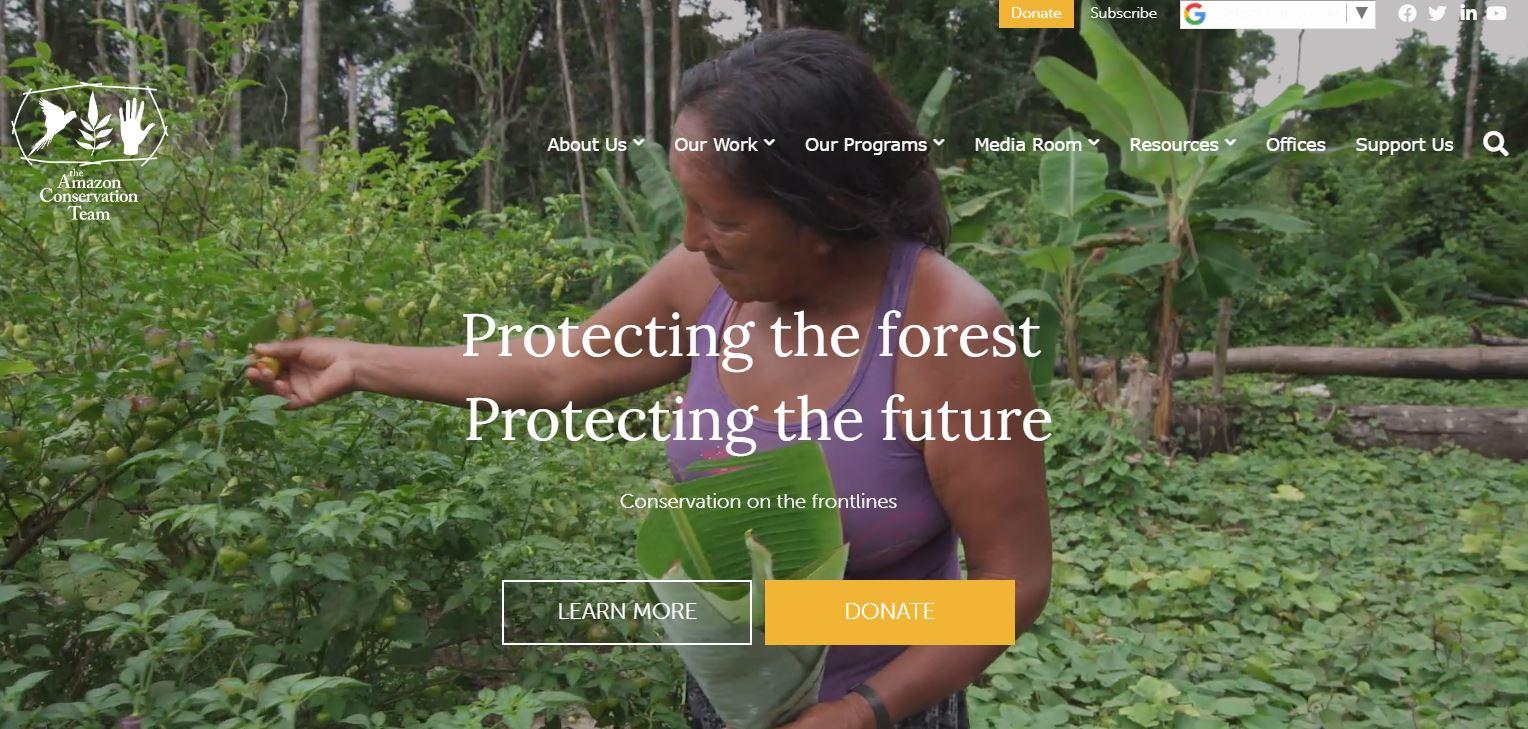 charity website design examples, Amazon Conservation Team