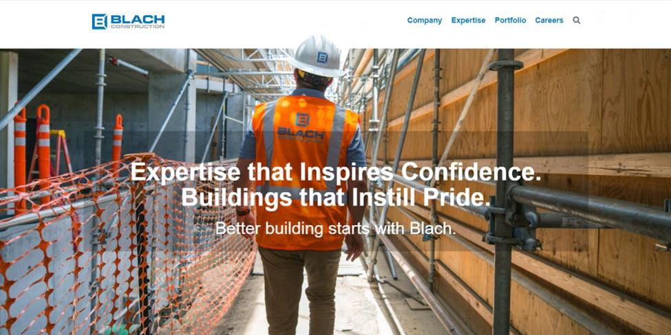 Best construction company website designs, example from Blach Construction