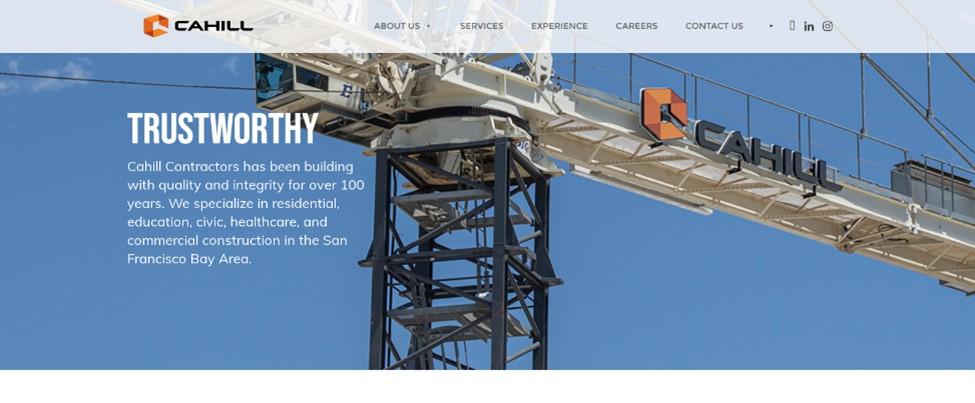 Best construction company website designs, example from Cahill Contractors