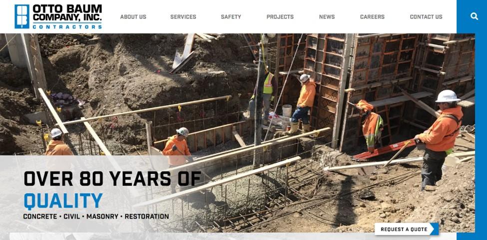 Best construction company website designs, example from Otto Baum Construction