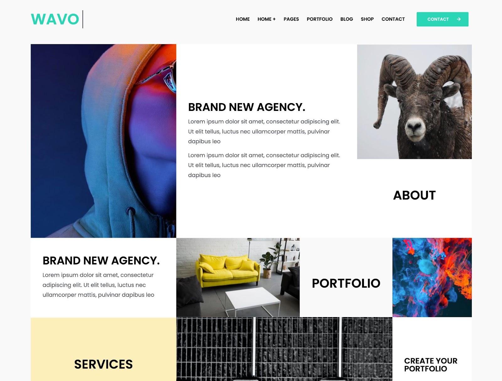 best Wordpress portfolio themes, Wavo