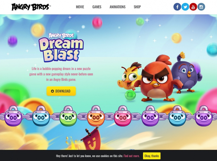 WordPress website examples, Angry Birds