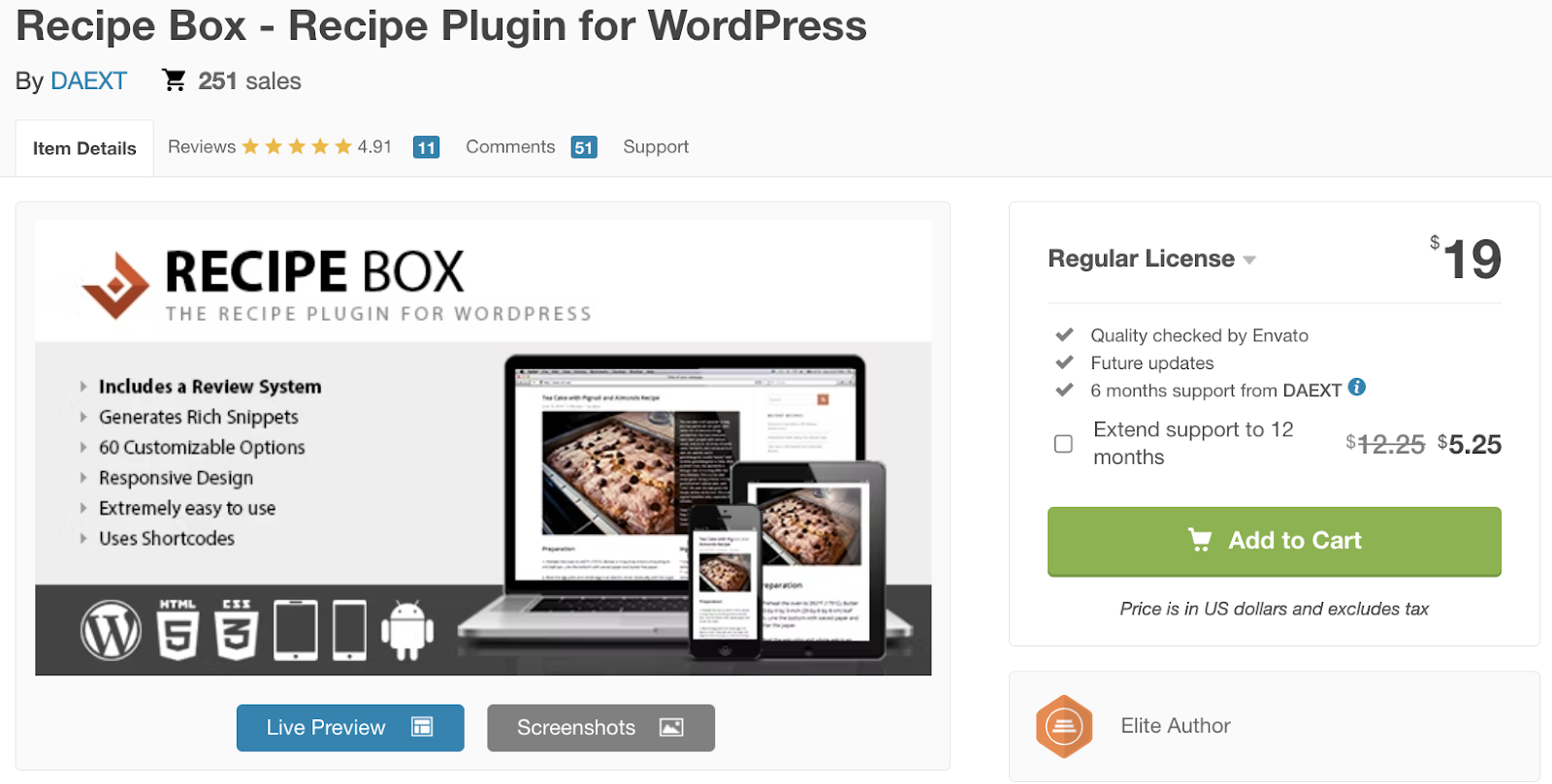 Recipe Box premium plugin for WordPress