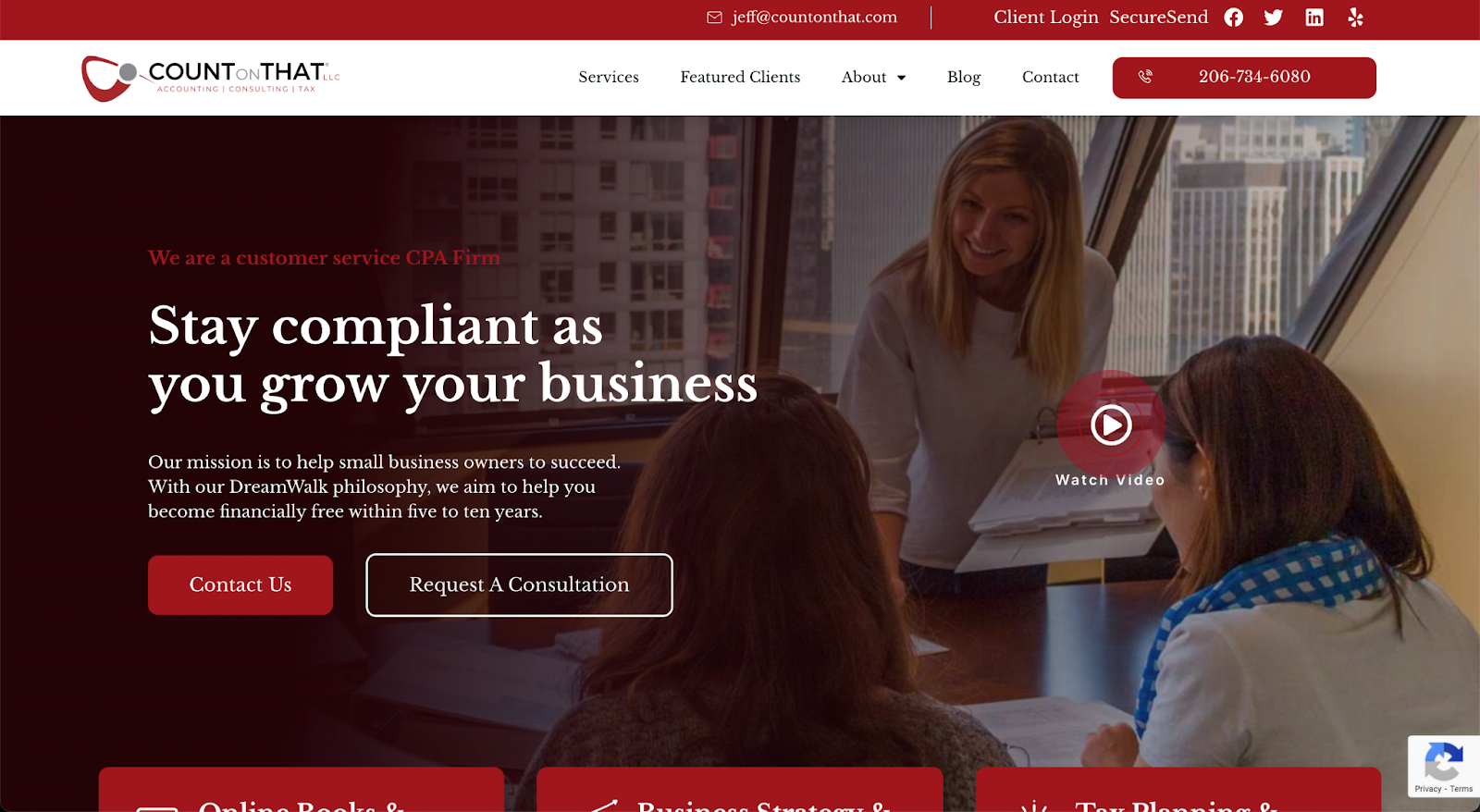 Take a look at the Count on That Website for accounting firm Website inspiration