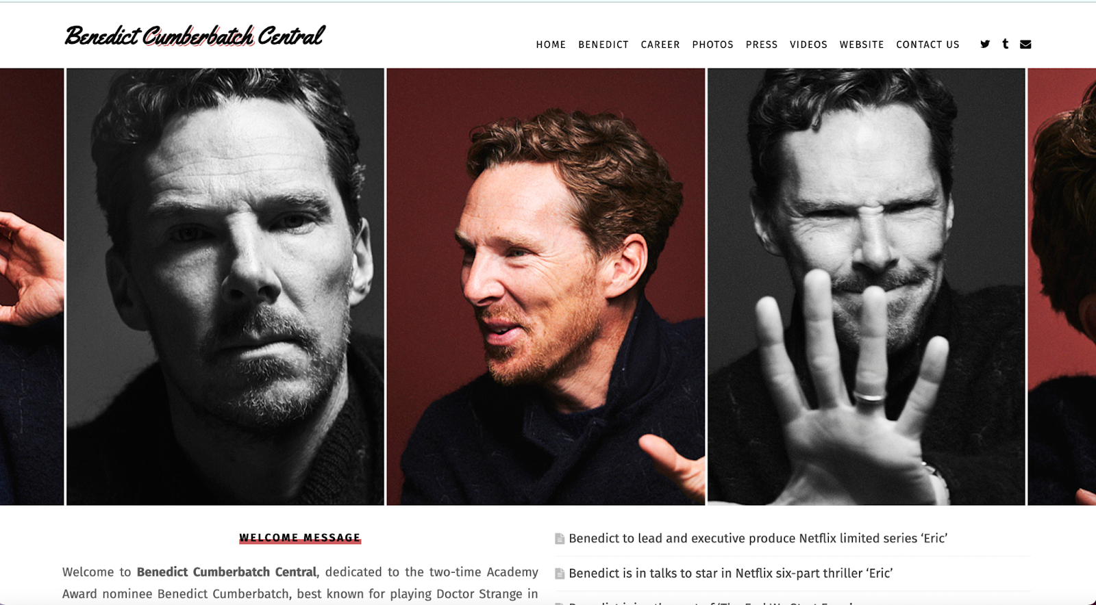 Benedict Cumberbatch, actor website example