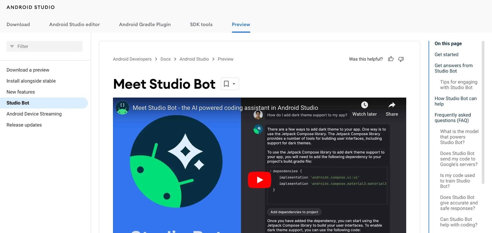 ai code: android studio bot