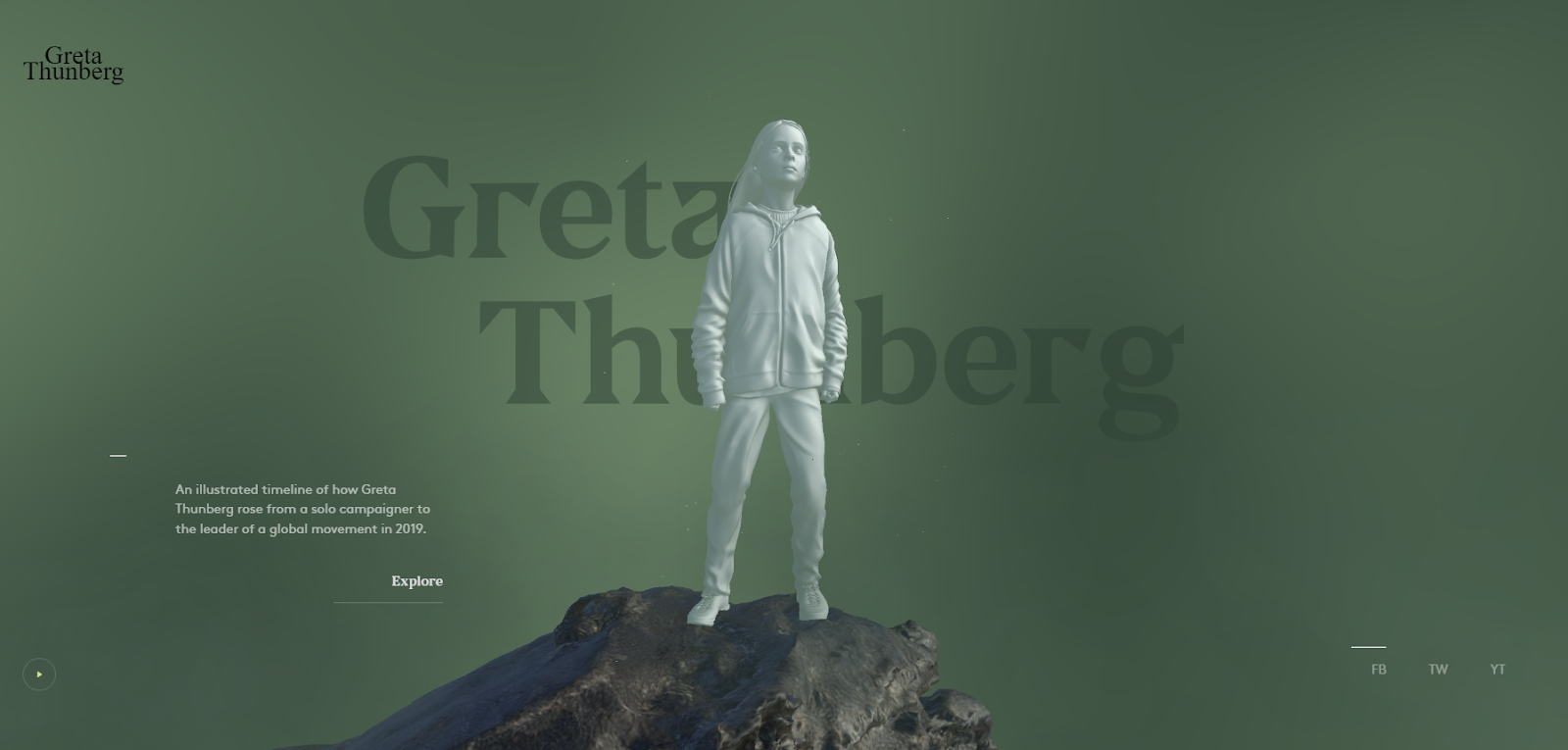 futuristic websites, example from the year of Greta
