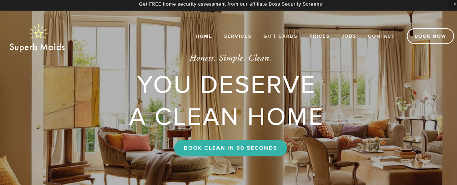 cleaning company website, Superb Maids