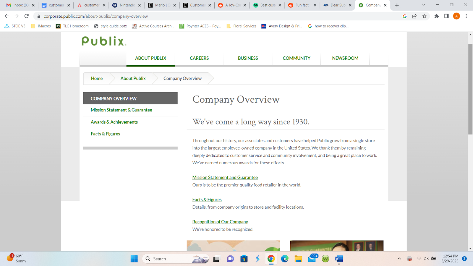 good customer service stories, publix company overview