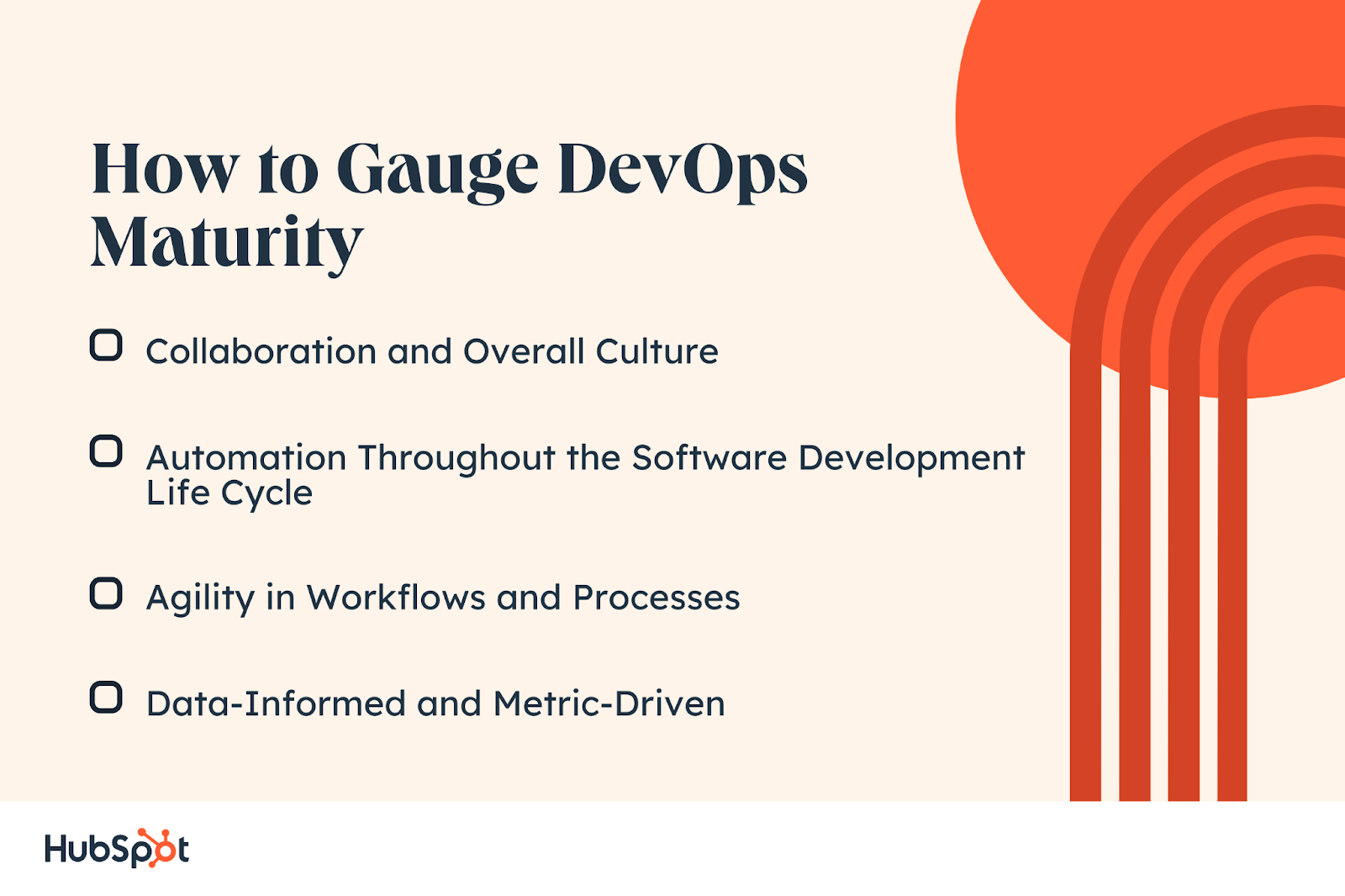 How to Gauge DevOps Maturity. Automation Throughout the Software Development Life Cycle. Agility in Workflows and Processes. Data-Informed and Metric-Driven. Collaboration and Overall Culture