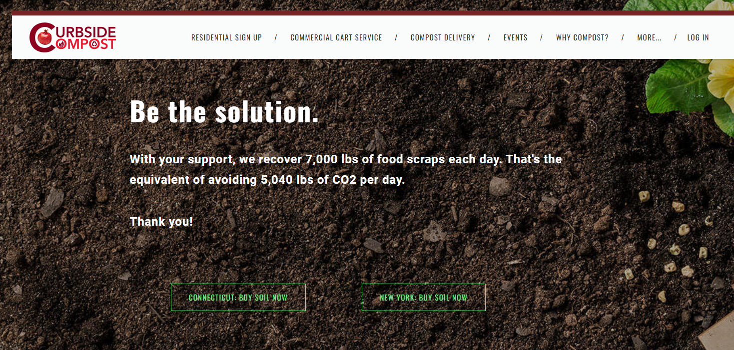 Weebly website example, Curbside Compost