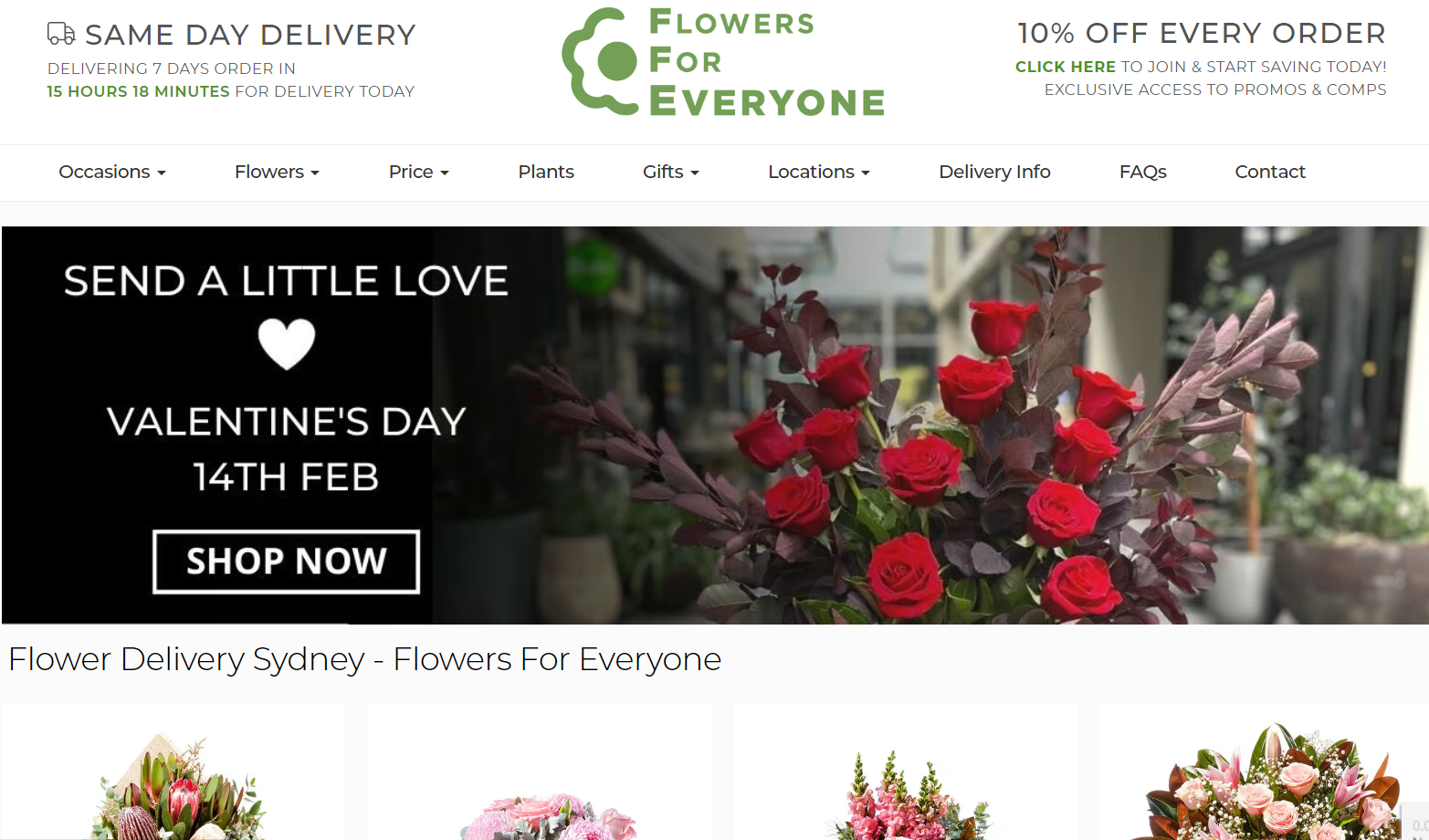 Best florist websites — design example from Flowers for Everyone.