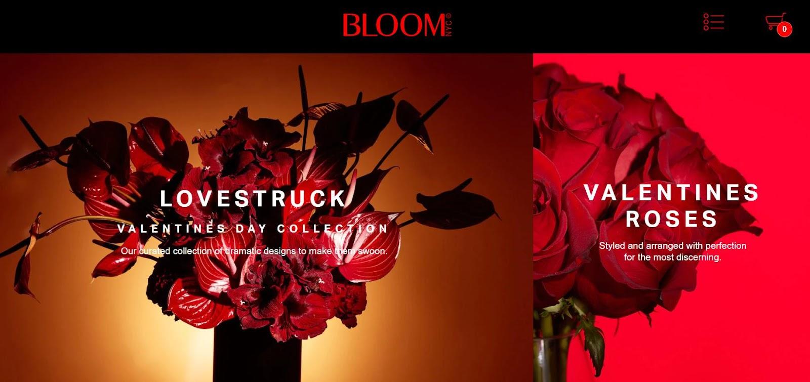 Best florist websites — design example from Bloom Flowers.