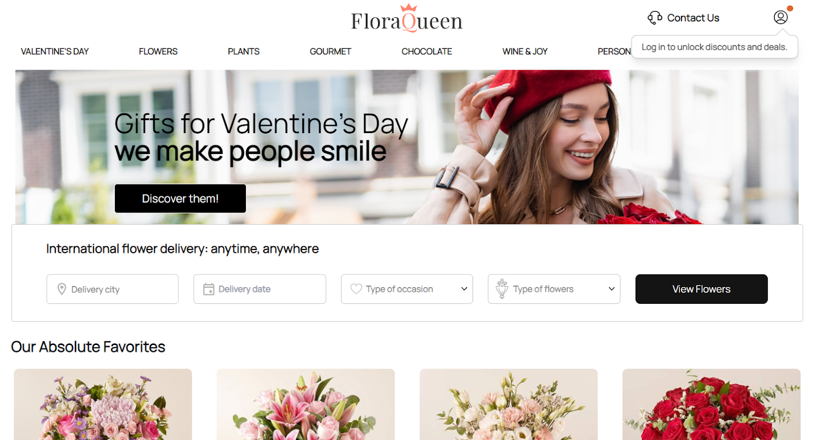 Best florist websites — design example from FloraQueen.