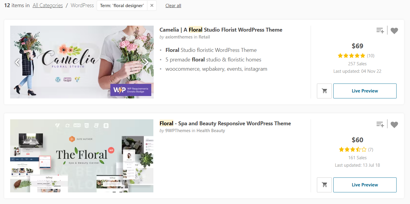 Best florist websites — choosing a theme for your website.