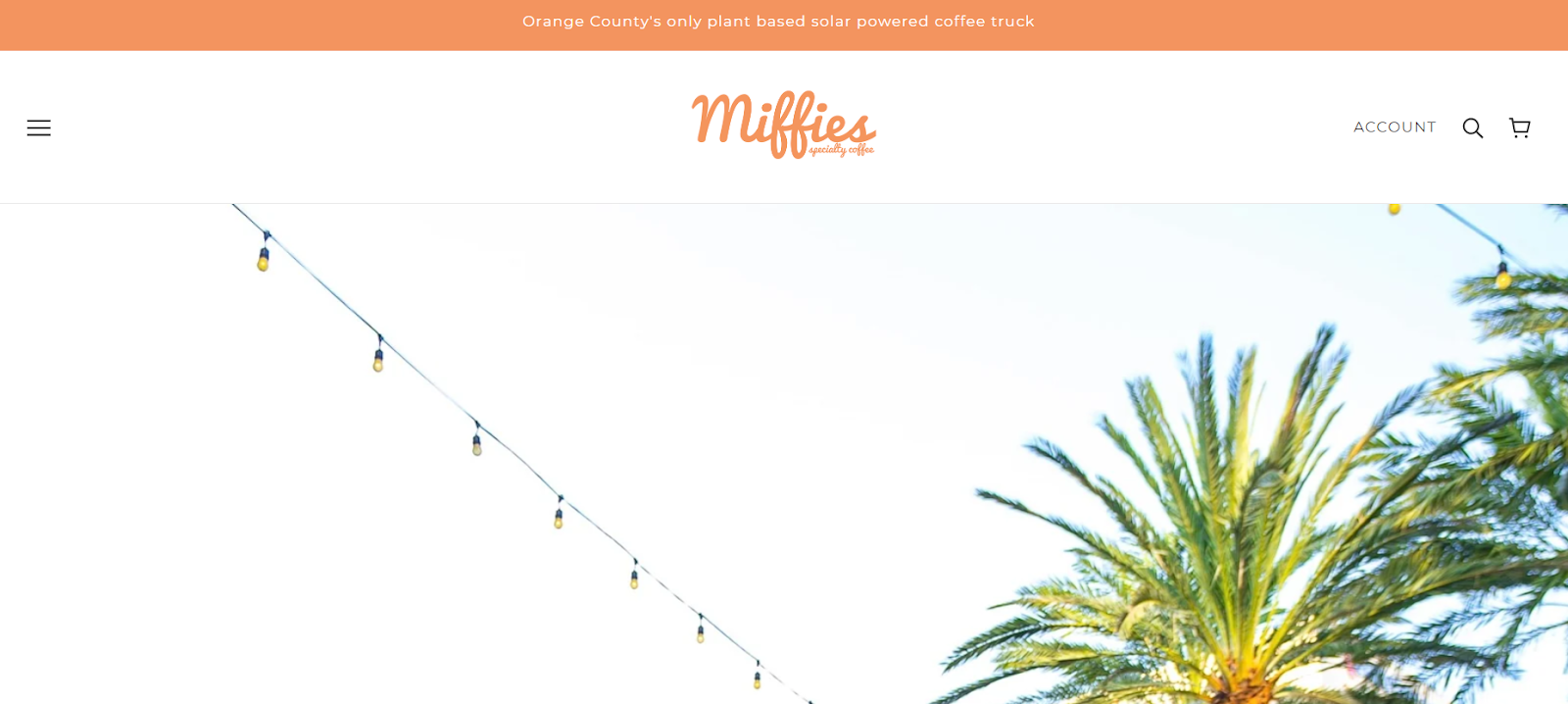 Food truck website design example from Miffies coffee.