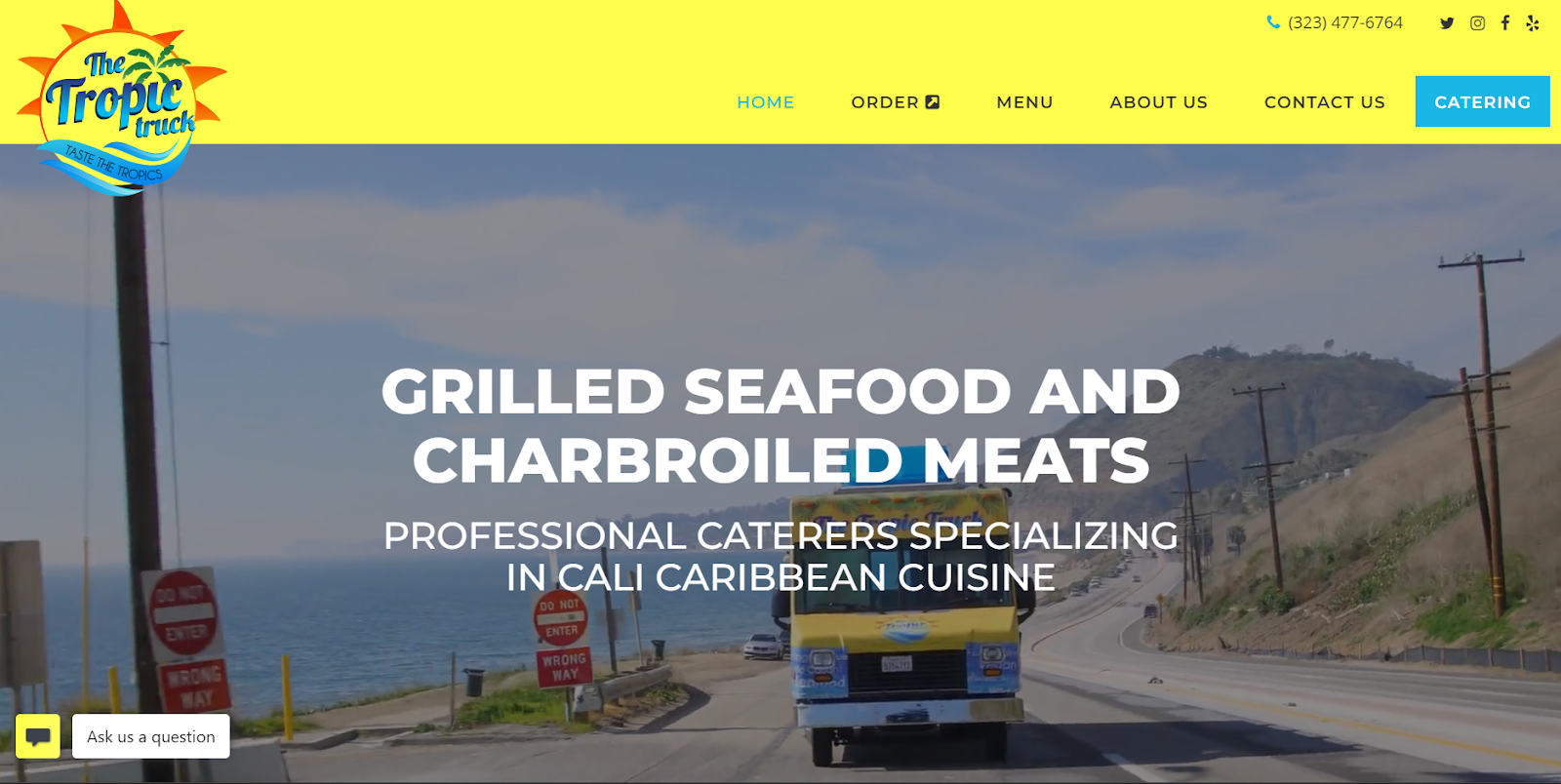 Food truck website design example from the Tropic truck.