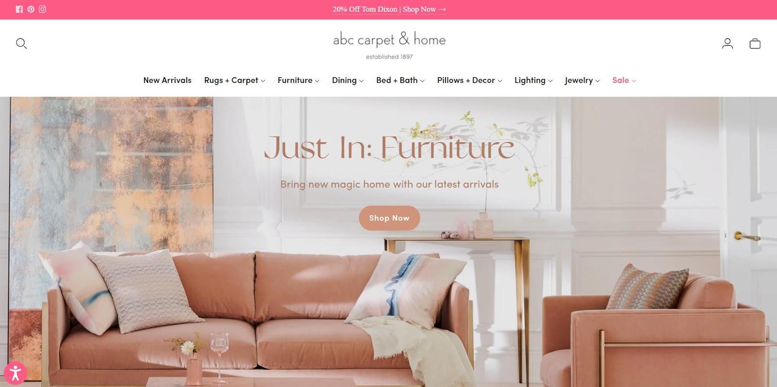 abc carpet & home best websites for furniture