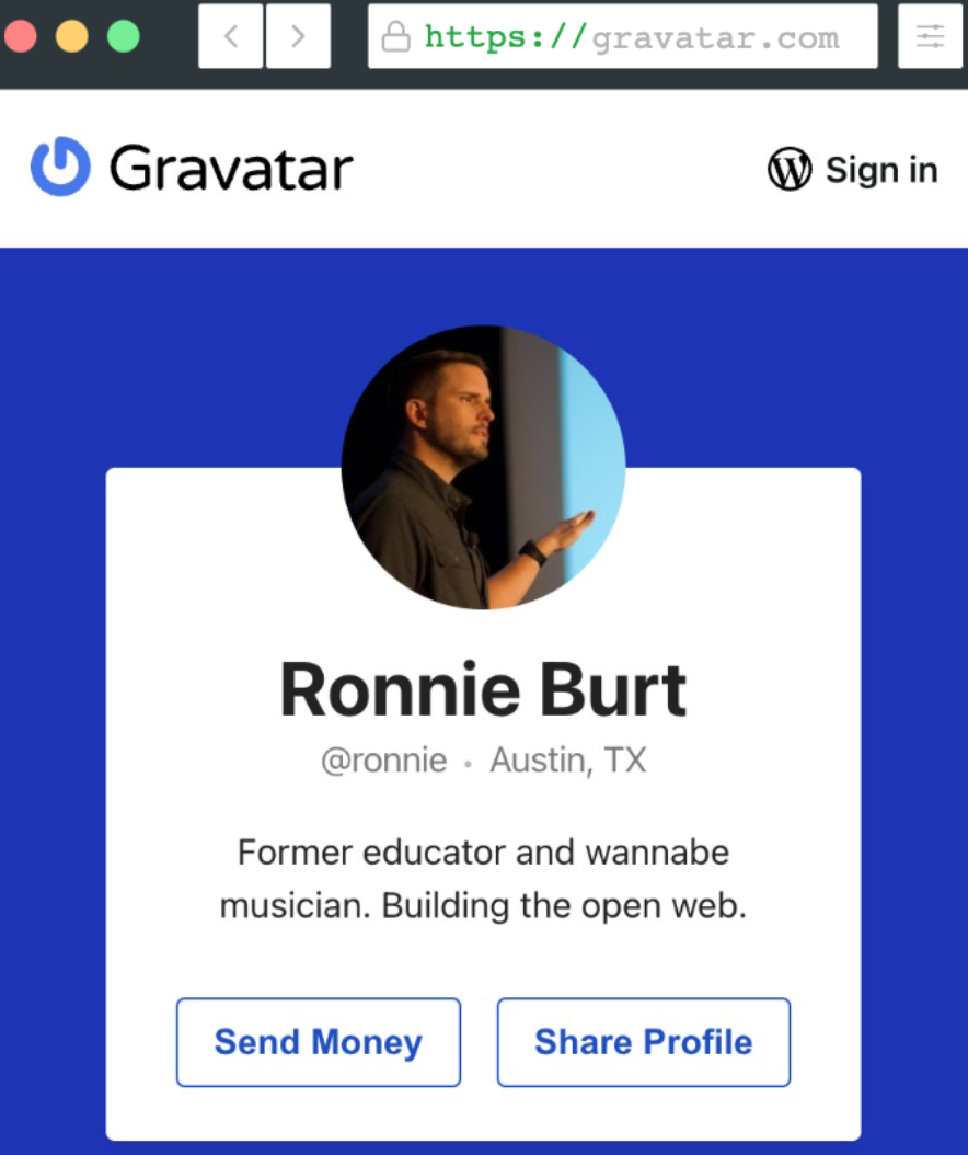 example of a Gravatar application for WordPress