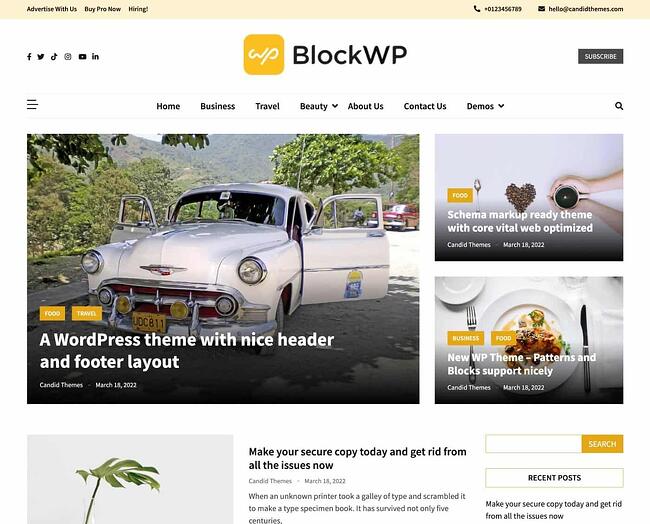 Gutenberg wordpress theme, BlockWP