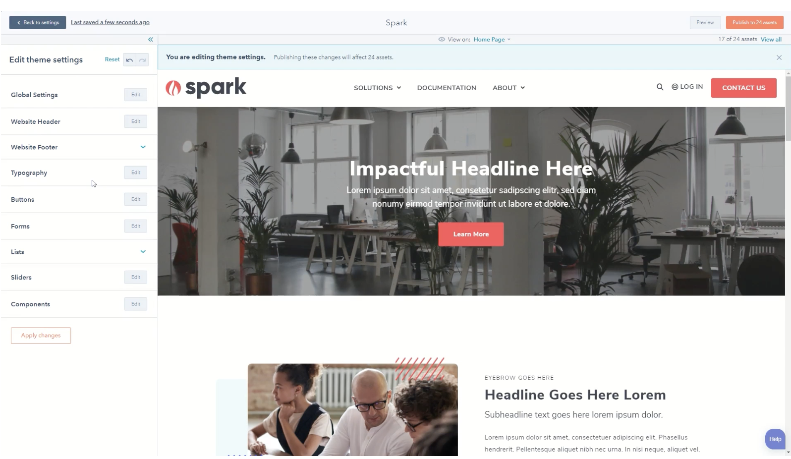 website header design templates; Spark