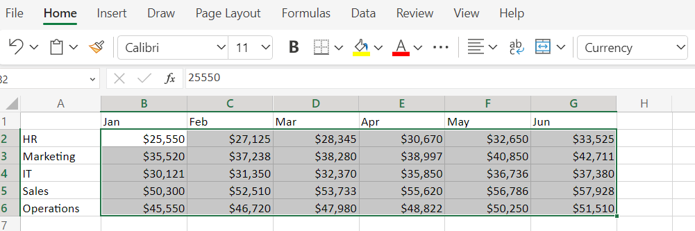 How to create a heat map in Excel — select the data range you want to color-code. 