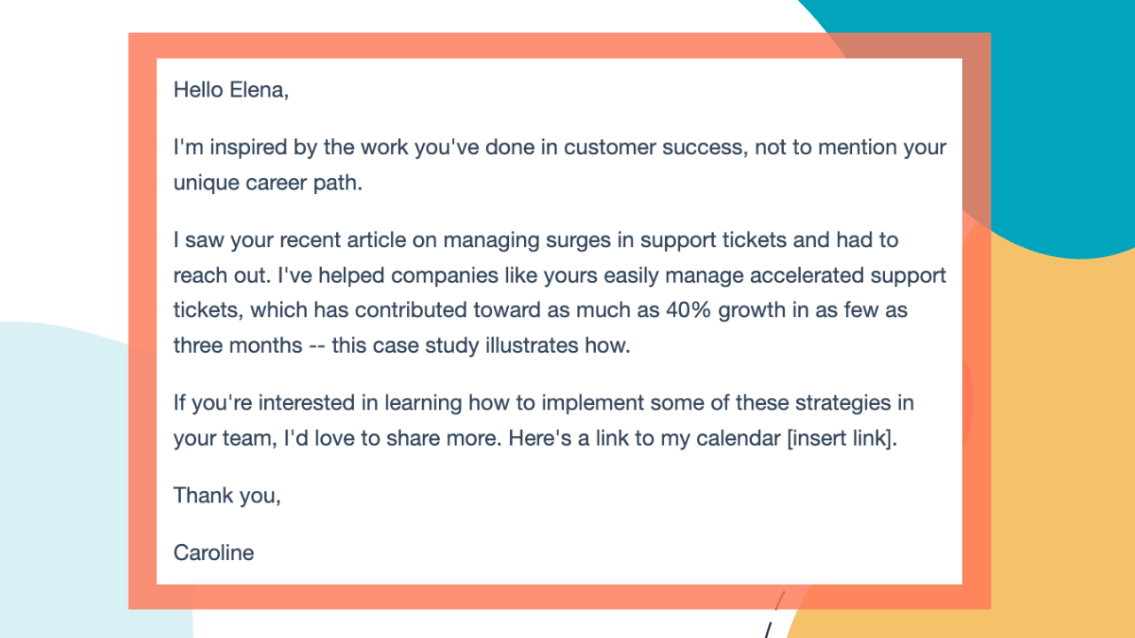 email introduction, I’m inspired by the word you’ve done in customer success…