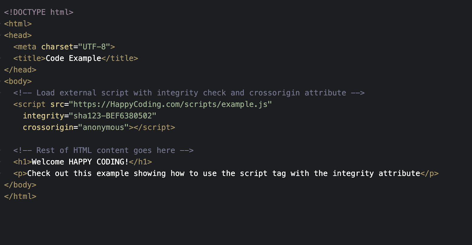 html script tag, example of using the defer attribute.