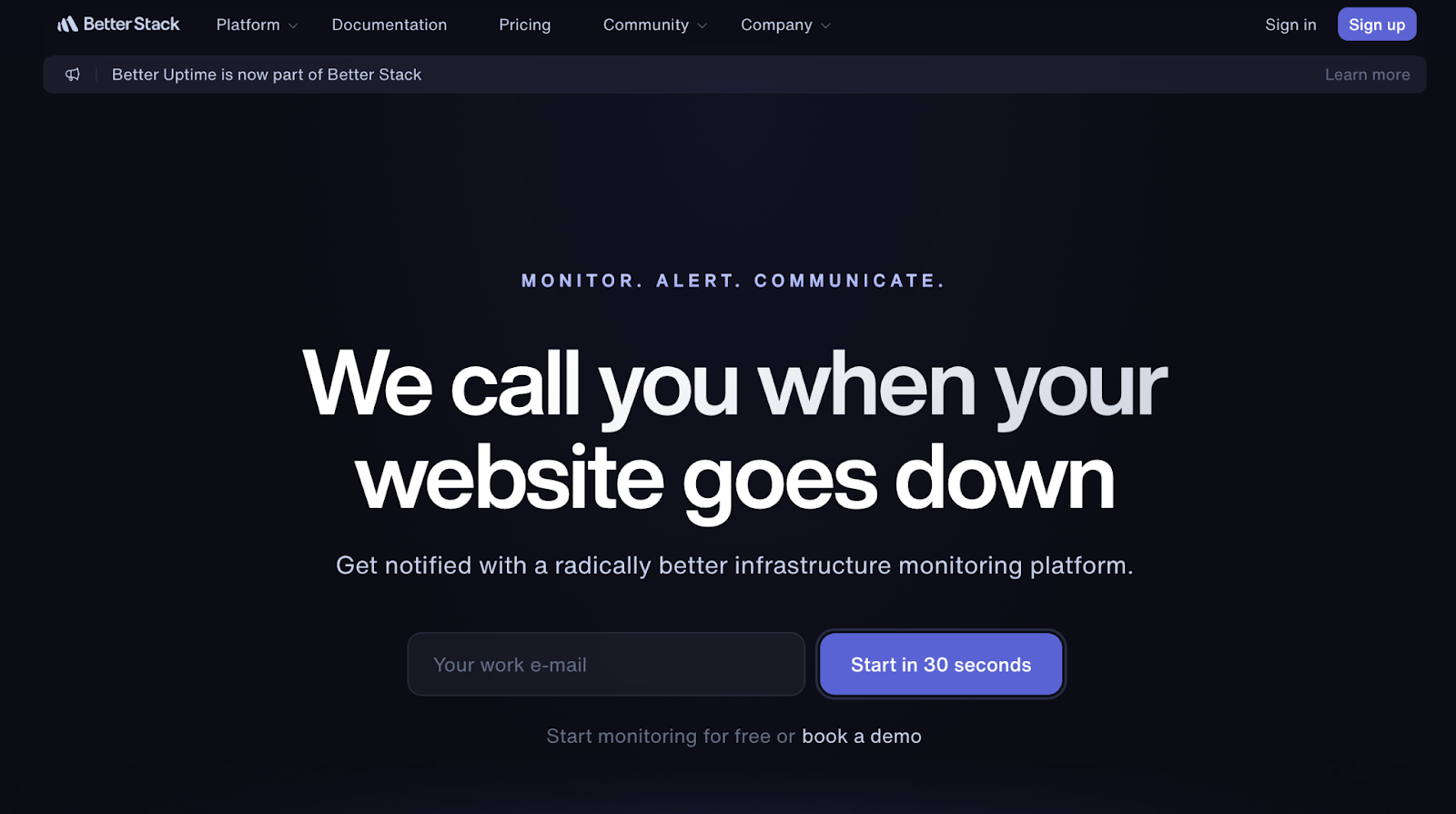 monitor uptime of website, betterstack