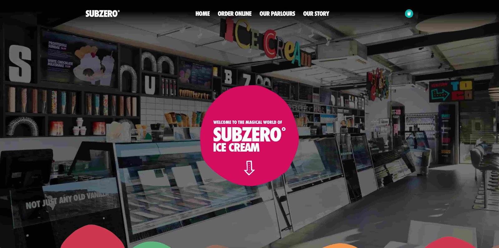 subzero homepage design