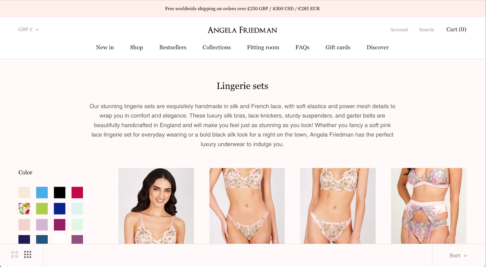 Angela Friedman website is designed almost entirely in pink, but also leans into white space.