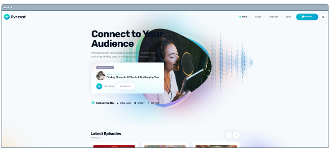 WordPress theme for podcasters: Livecast